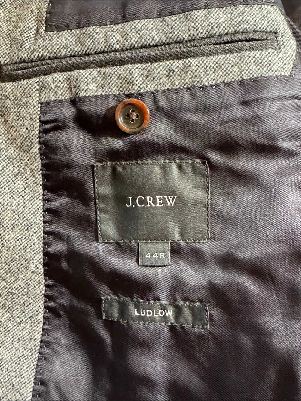 J.Crew Ludlow Gray Reid & Taylor Wool Cashmere Blazer size 44R EUC